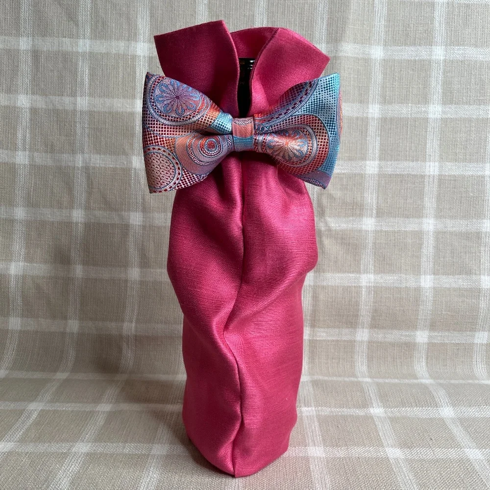 Handcrafted Wine or Liquor Bottle Gift Bag Made From Jacket and Tie