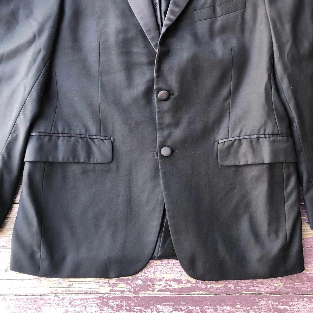 Paul Betenly Rocco Tuxedo Jacket Black 100% Wool Super 120s 38S