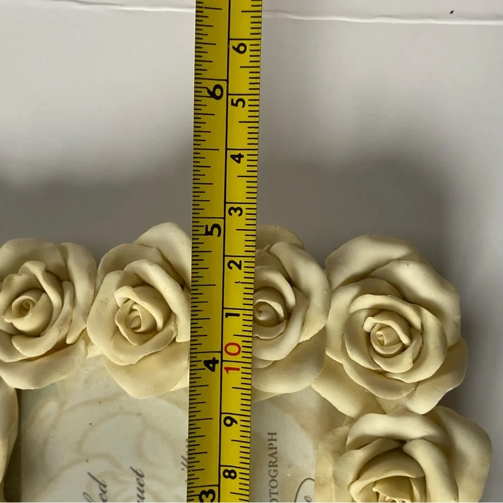 Rose Picture Frame By Cherished Bouquet Ivory Flowers Floral 3” X 3” Photo