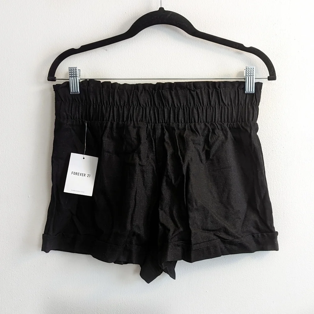 Forever 21 Smocked Linen-Blend Shorts