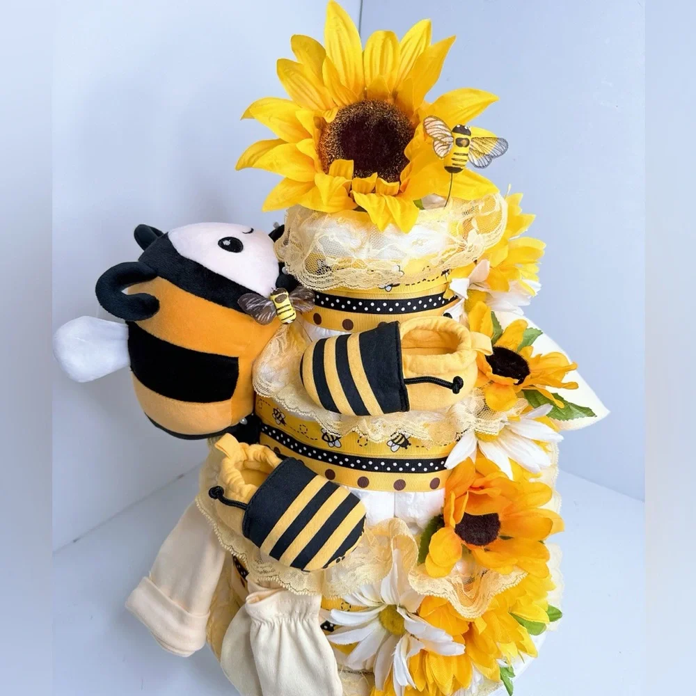Bee Diaper Cake, Bumblebee Baby Shower