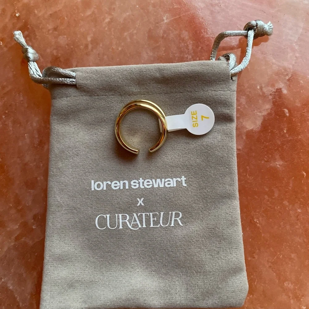 Loren Stewart Curateur Double open Band Ring 14k yellow gold plated.. NWT