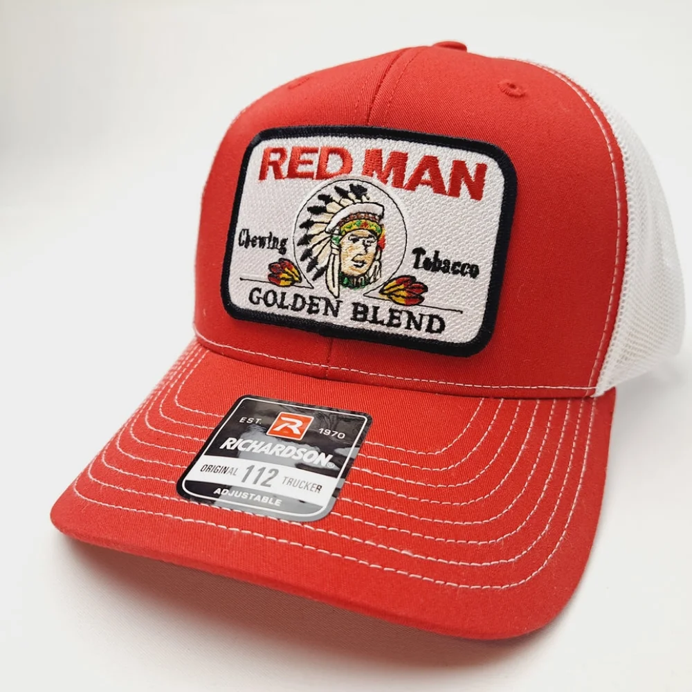 RED MAN Retro Vintage Style Richardson 112 Trucker Patch Hat Cap Snuff Dip Chew