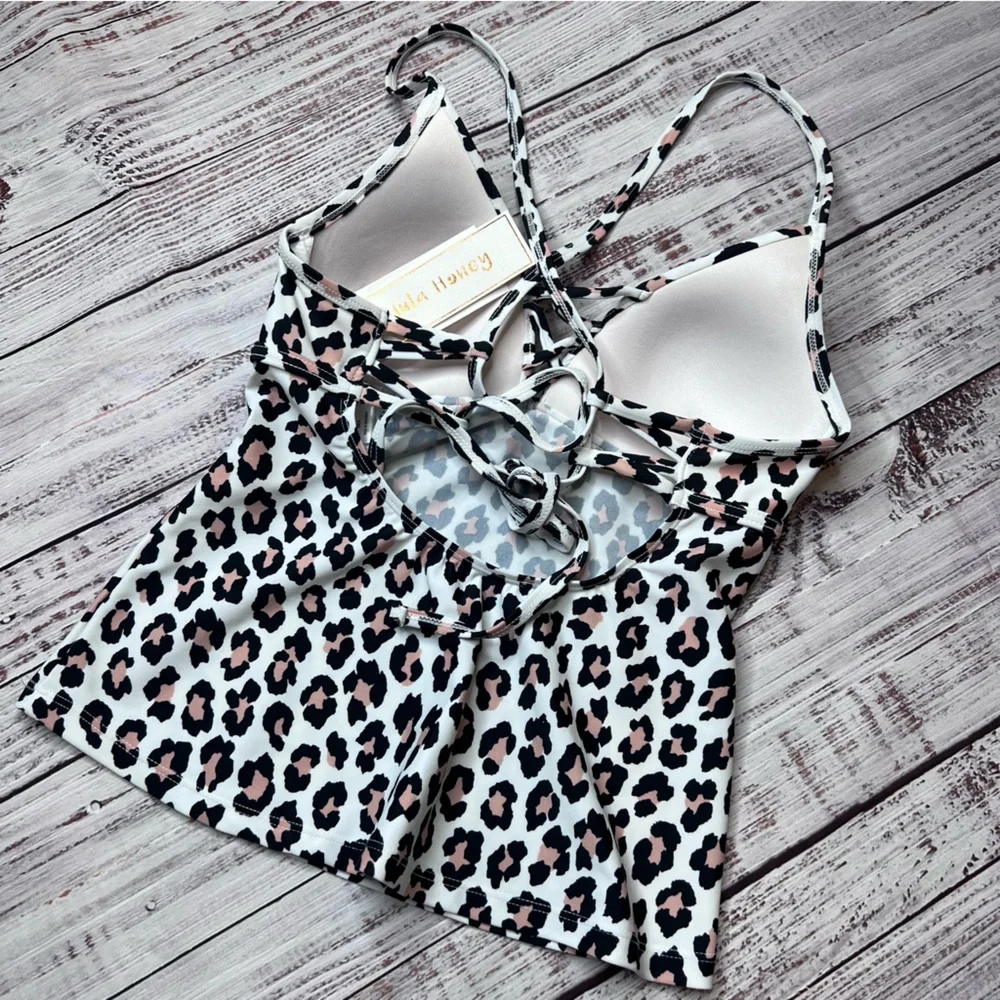 Hula Honey Cheetah Animal Print Tankini Swim Top