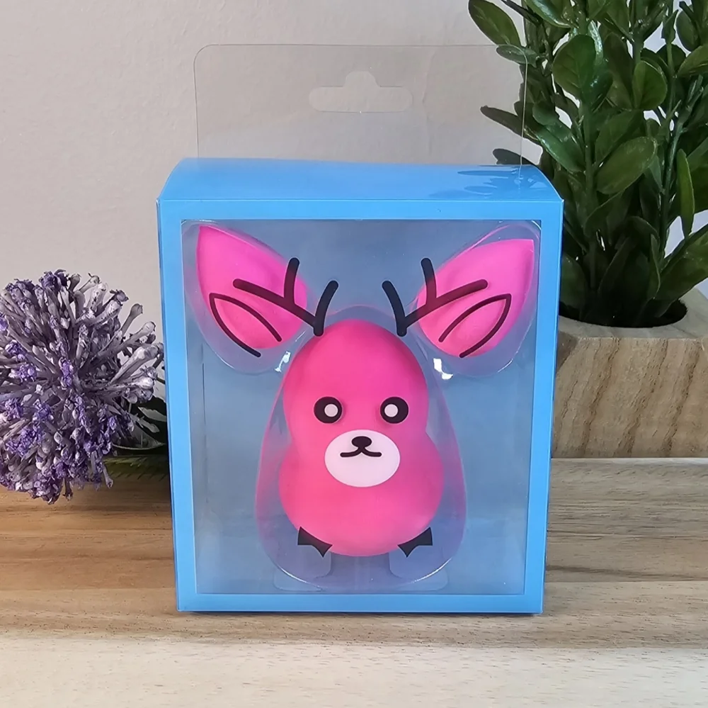Pink Makeup Beauty Blender Set Cute Reindeer Three Piece Full Size & Mini New