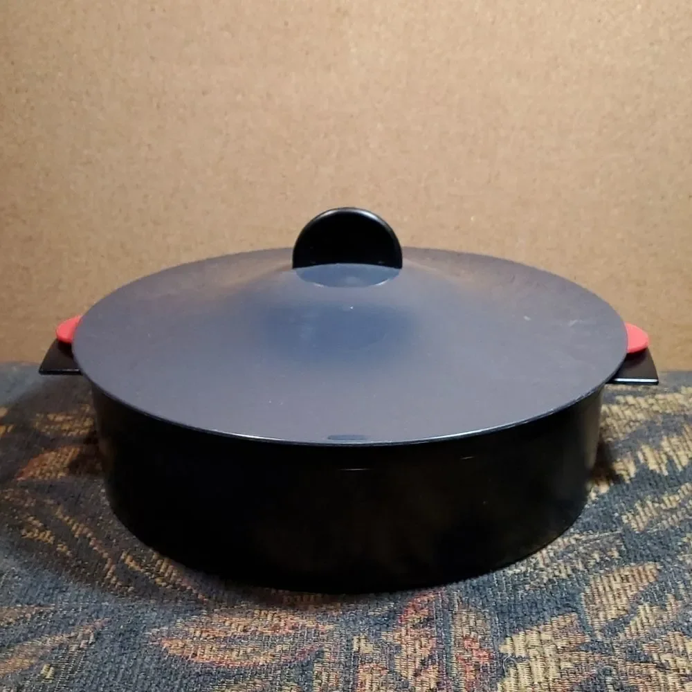 Vintage Tupperware CrystalWave Microsteamer Black and Red