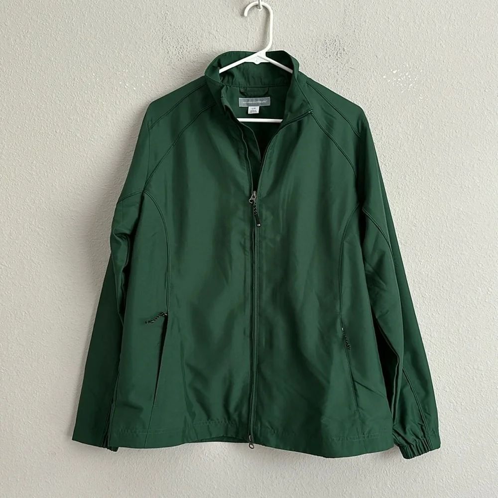 Cutter & Buck WindTec Full Zip Jacket Coat Windbreaker Womens Size L Green