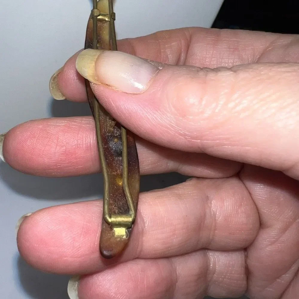 Vintage French Made Tortoise Shell With Crystal Inlay Hair Barrette