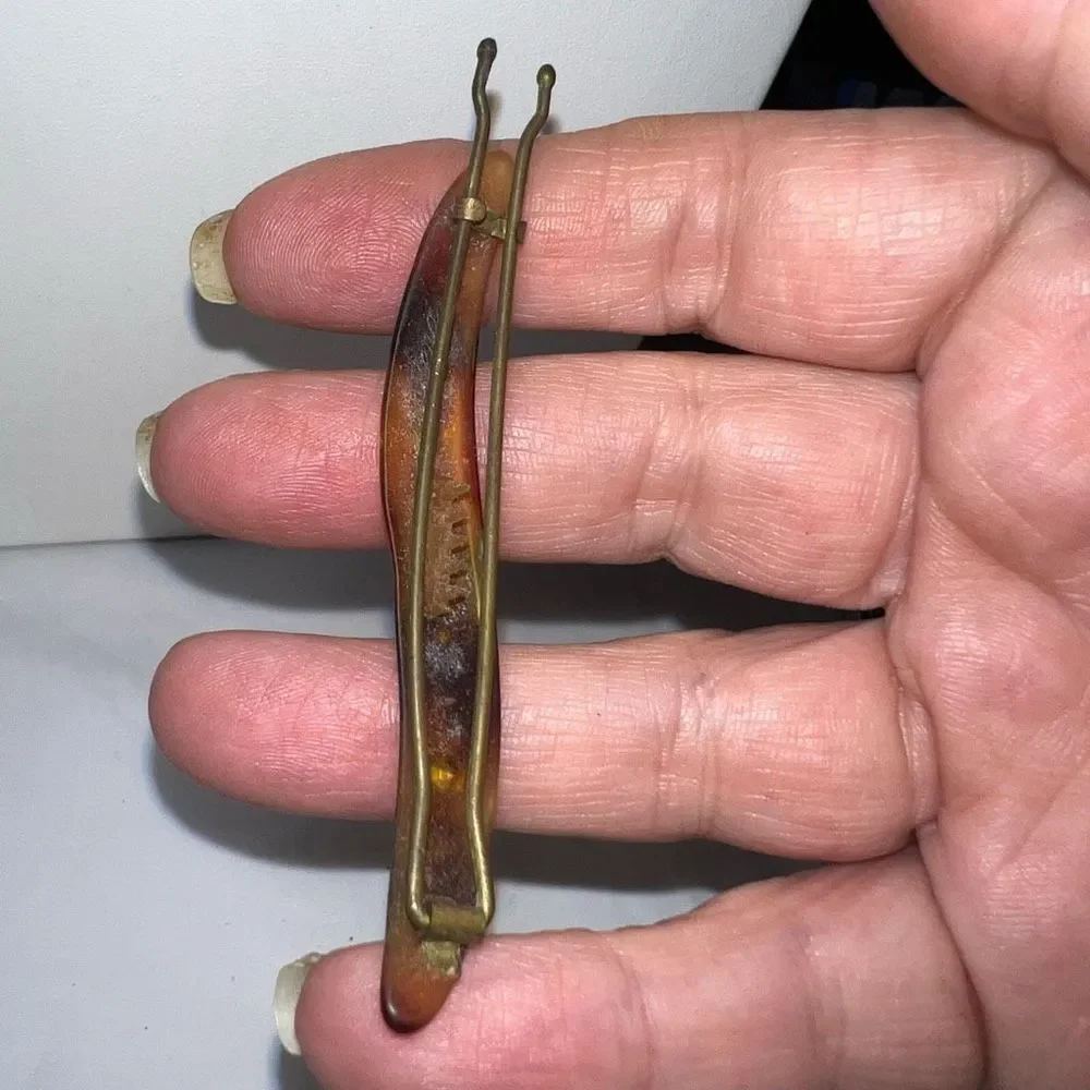 Vintage French Made Tortoise Shell With Crystal Inlay Hair Barrette