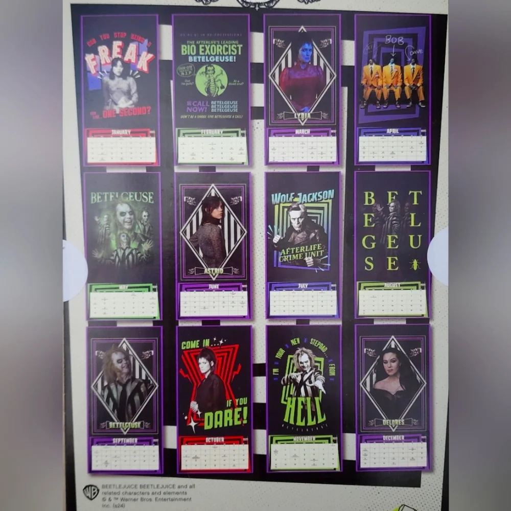 Beetlejuice Beetlejuice 16 Month Calendar featuring 13 Posters