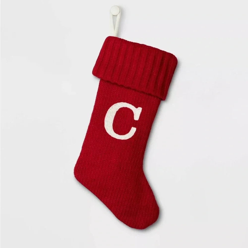 Letter Initial Monogram C Holiday Knit Stocking Target Wondershop