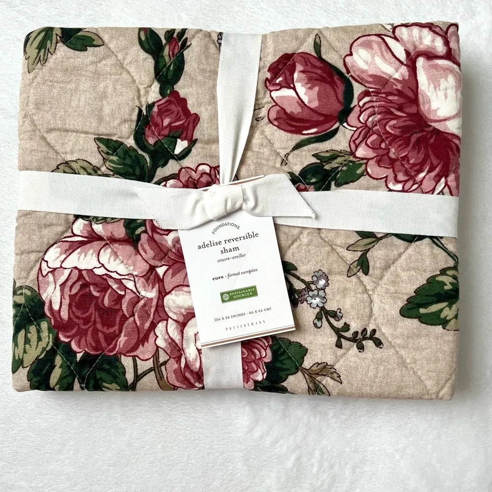 Pottery Barn Adelise Euro Pillow Sham Reversible Pillowcase New With Tag