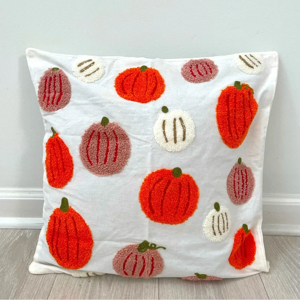 Pumpkins White Pillow Cover