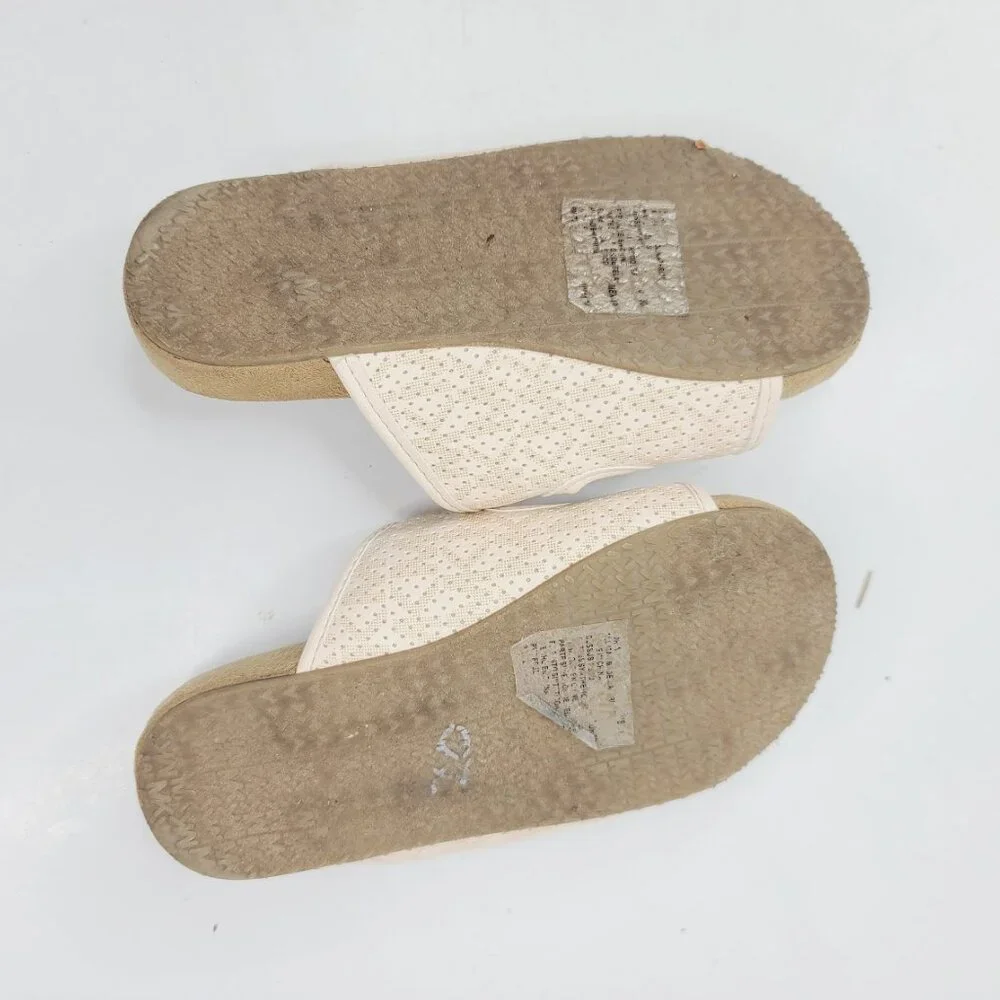 Michael Kors Girl's Beige Tan Zoria Double Strap Logo Slip-On Slide Sandal 12