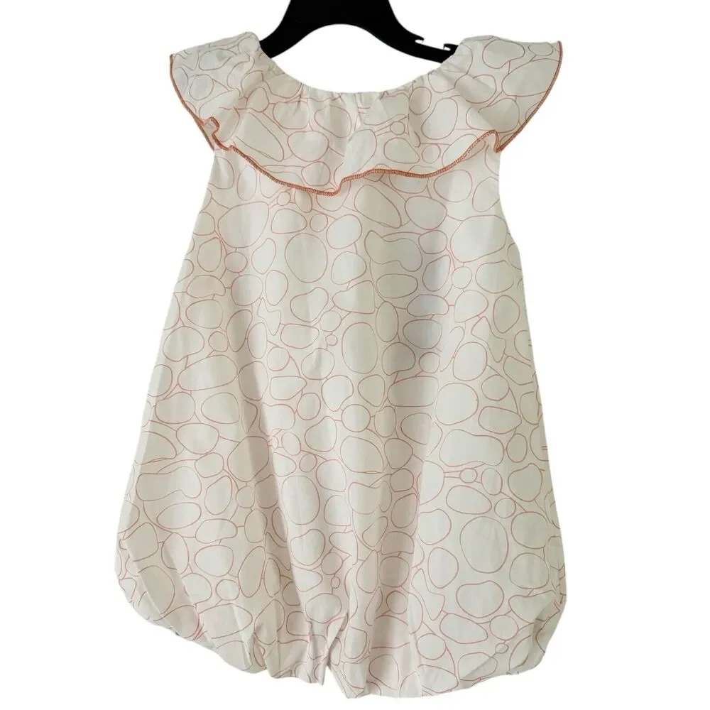 NWT Coco Au Lait White Orange Circle Ballon Skirt Dress Ruffle Neckline Size 3Y