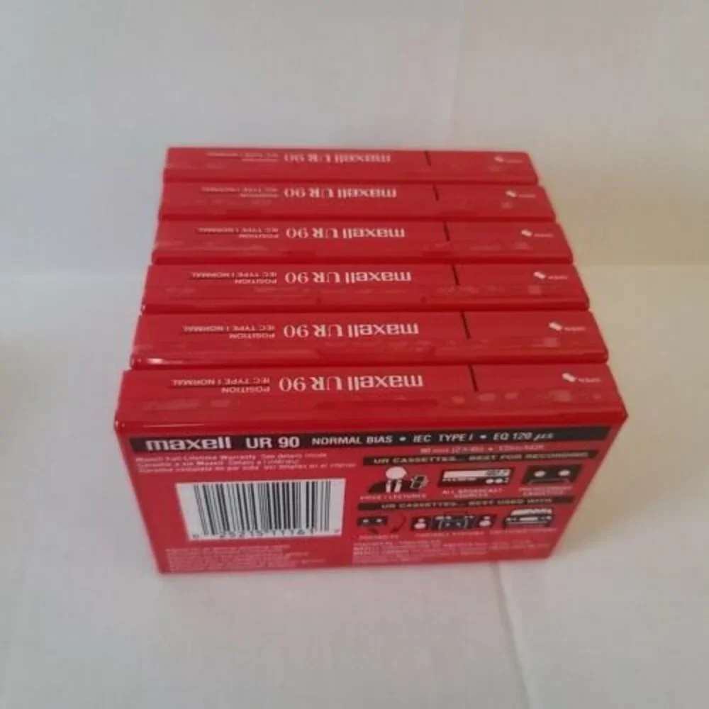 6 Pack Maxell Audio Blank Audio Cassette Tapes Normal Bias UR90 Sealed New