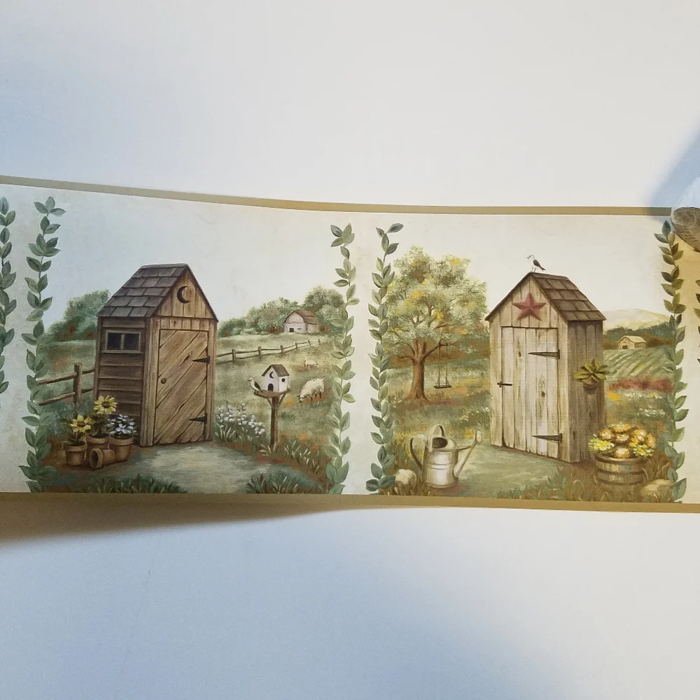 Wallpaper Border Country Fredley Meadow Outhouses