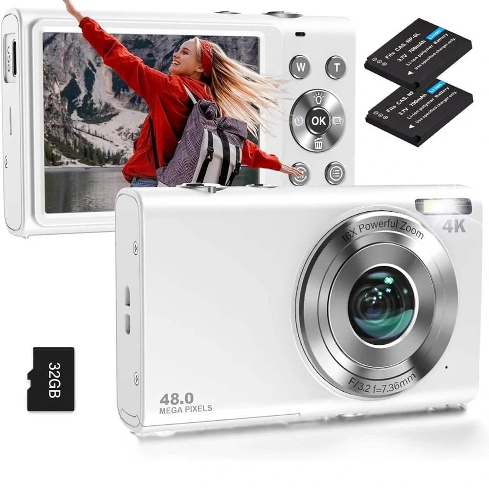 new in box Digital Camera 2.7K 48MP with 32GB Memory Card