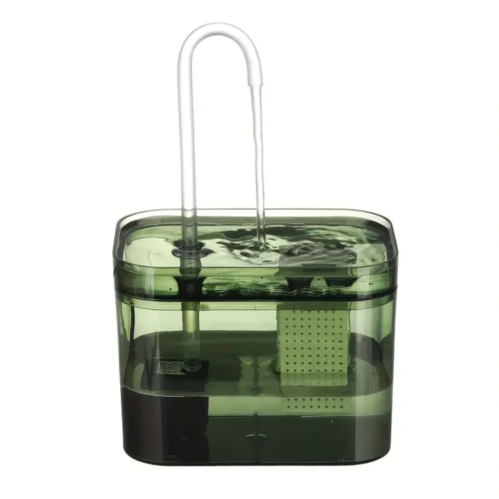 Transparent Green Quiet USB-Powered Cat Water Fountain 50.72 oz.