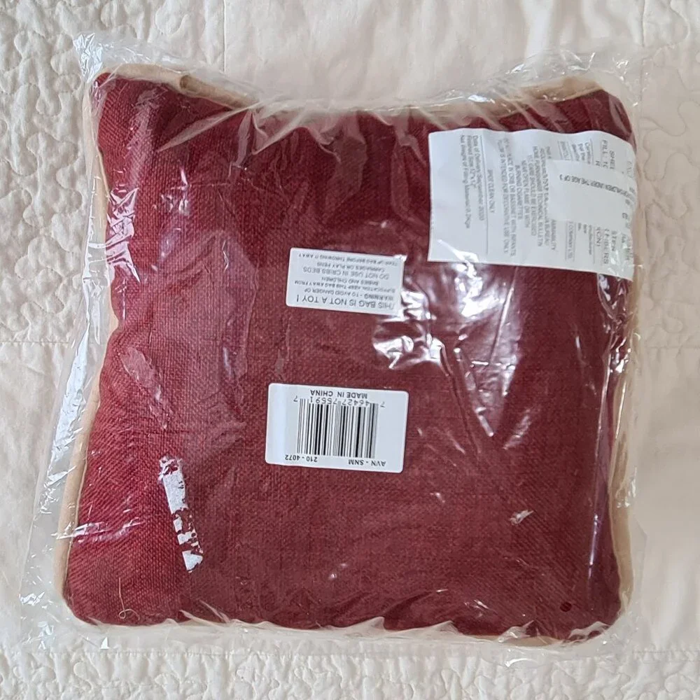 Snowman Christmas Holiday Pillow with Plaid Accents, 12 x12, NWT