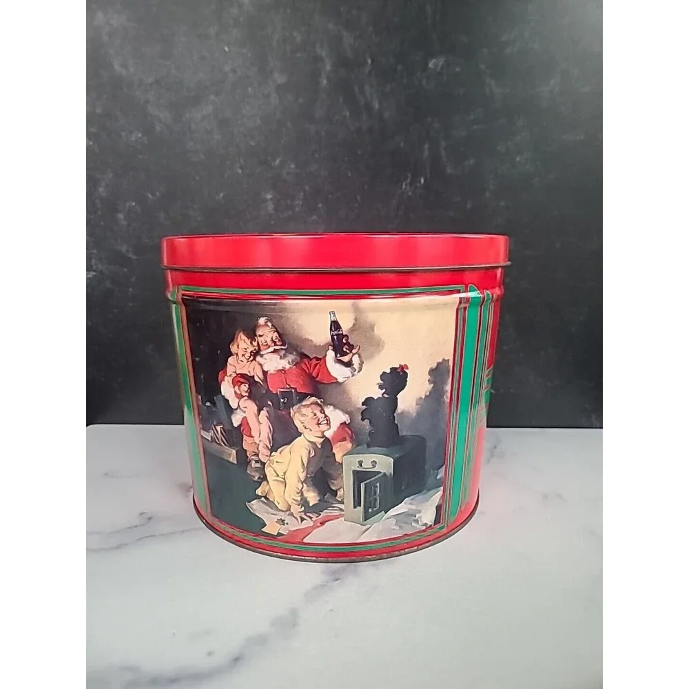 Vintage Empty Coca-Cola Santa Tin Large