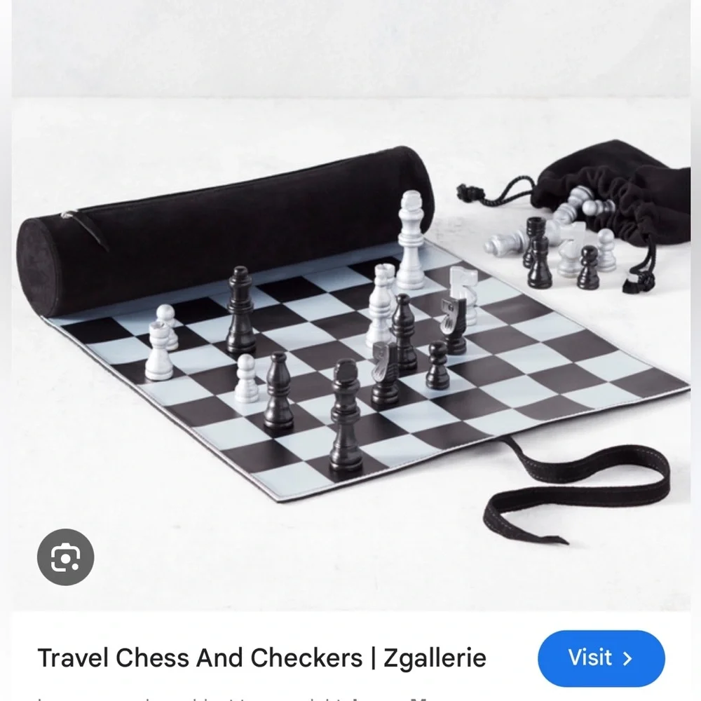 Luxe brand Z Gallerie travel chess in case