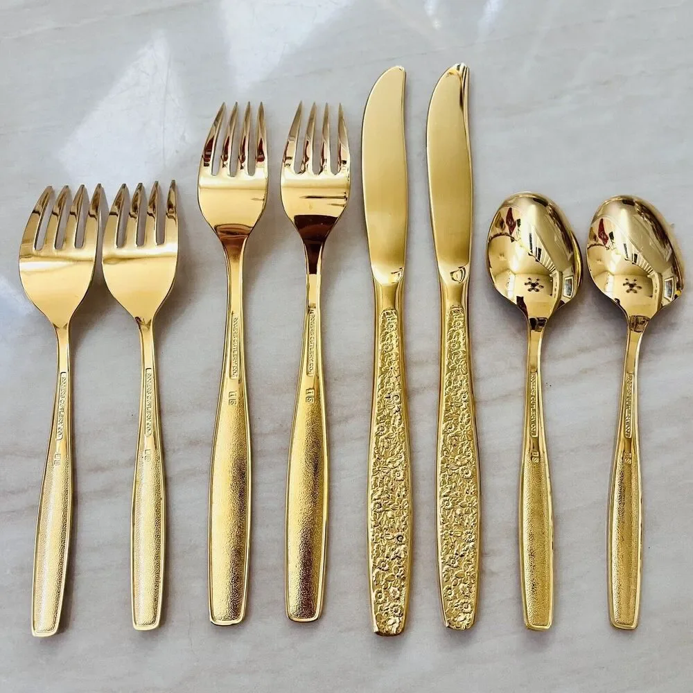 8pc INTERNATIONAL SILVER Golden Spring Garden Rogers Cutlery Flatware Knife Fork