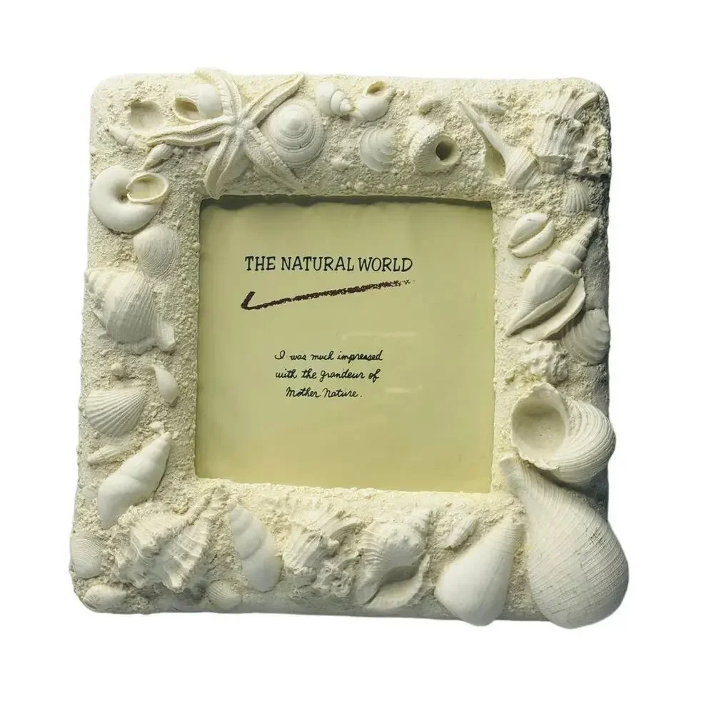 Seashell Ocean Beach Sealife Cream Square Picture Frame 4.5