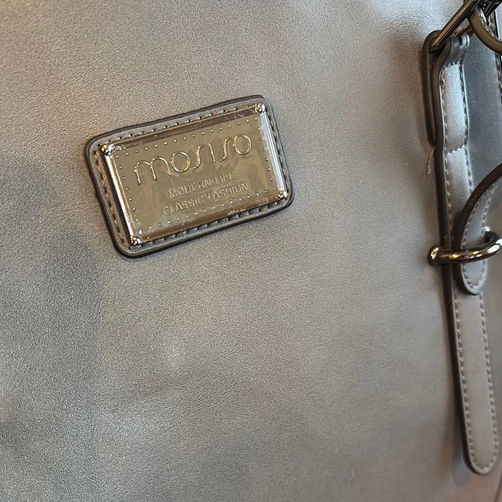 Mosiso Gray PU Leather LaptopTote Bag