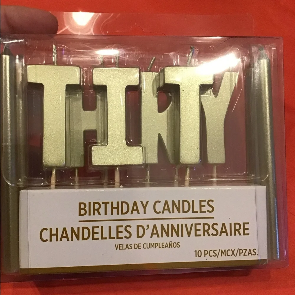 Gold thirty Birthday Candles 10 pcs -New