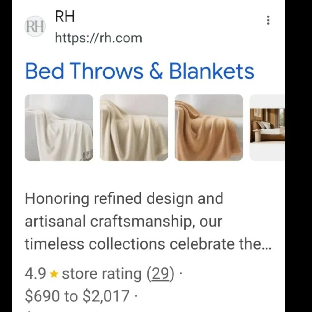 $850 Authenticated RH Handwoven Luxerious Rayon Blend Blanket weighted Authentic