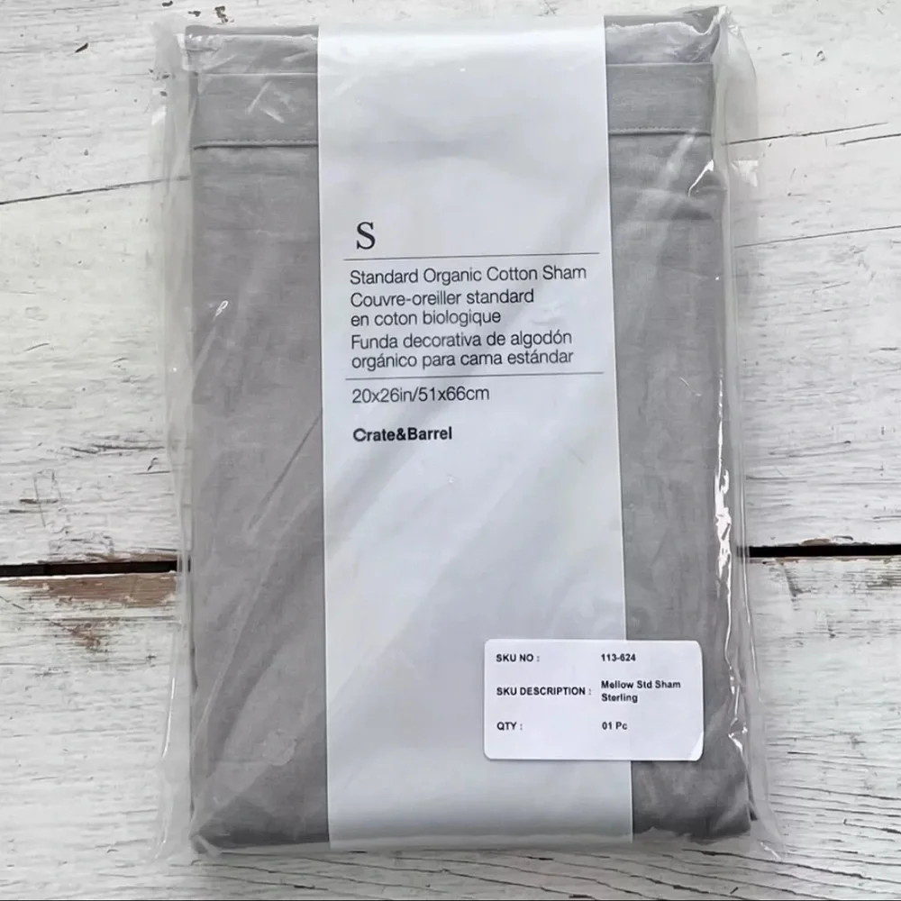 CRATE & BARREL Mellow Standard ORGANIC Cotton Pillow Sham 20