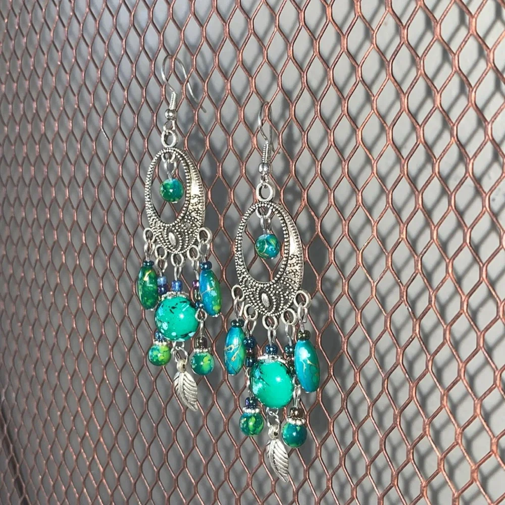 Myra Bag Blue and Silver Boho Earrings