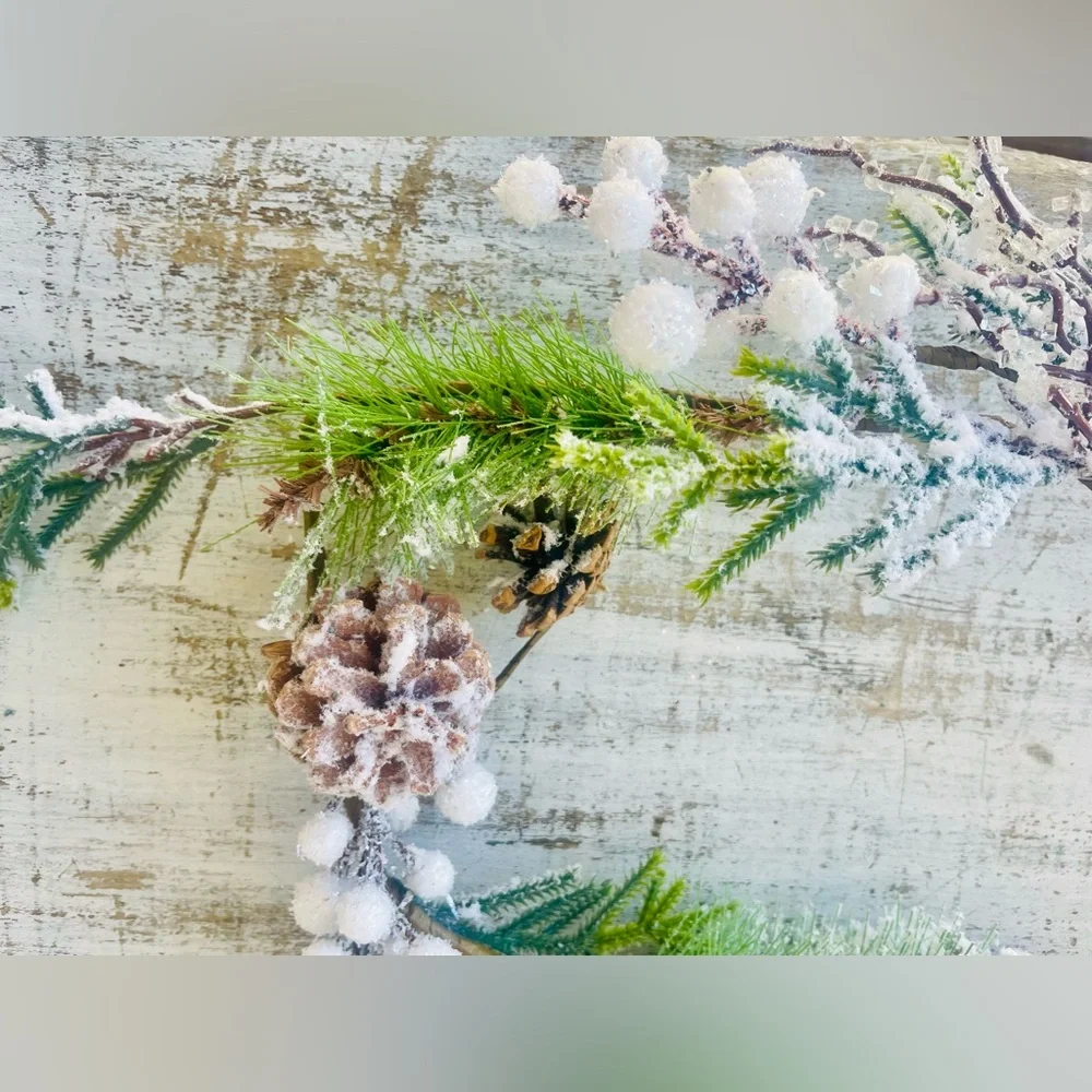 *Flocked Berry Pine Garland