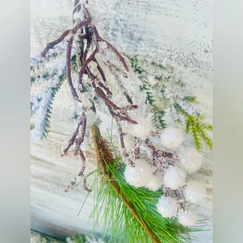 *Flocked Berry Pine Garland