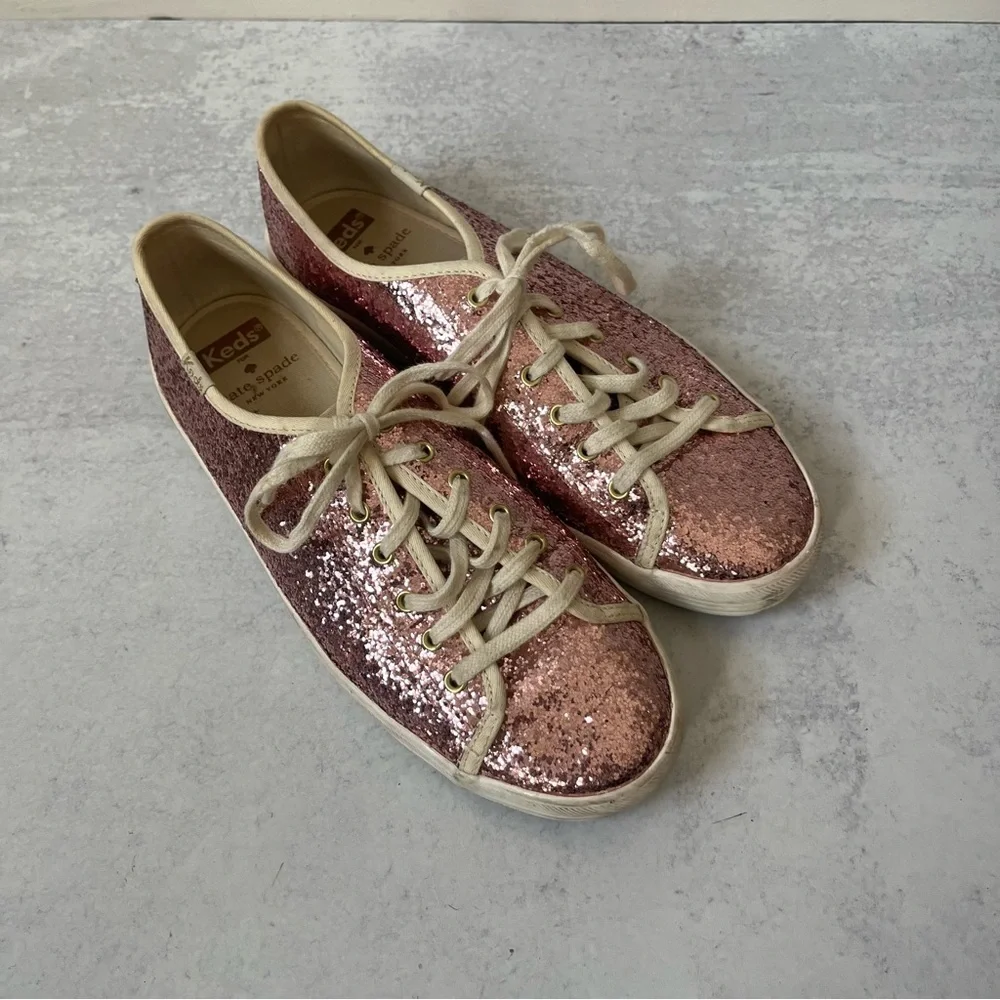 Kate Spade Keds Pink Glitter Sneakers 8.5