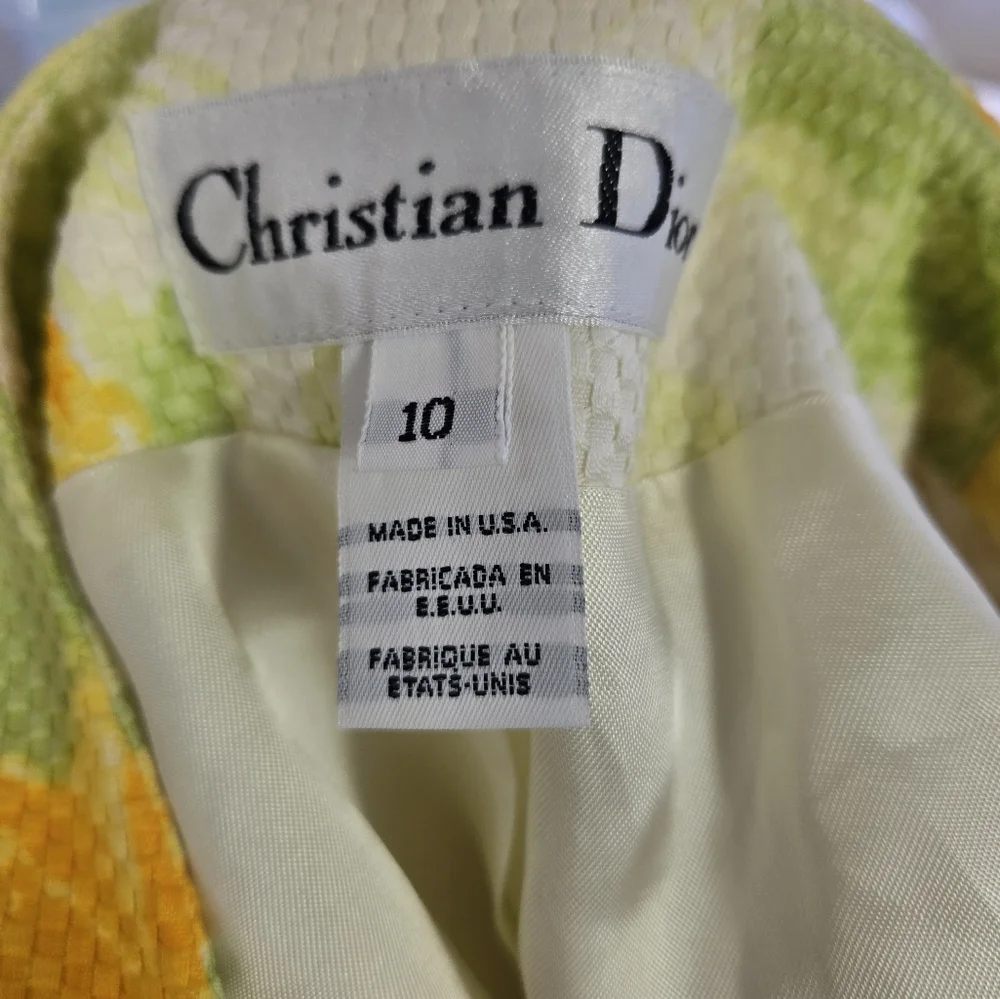 Vintage 2005 Christian Dior Women's 10 Floral Cotton Blazer & Silk Blouse New