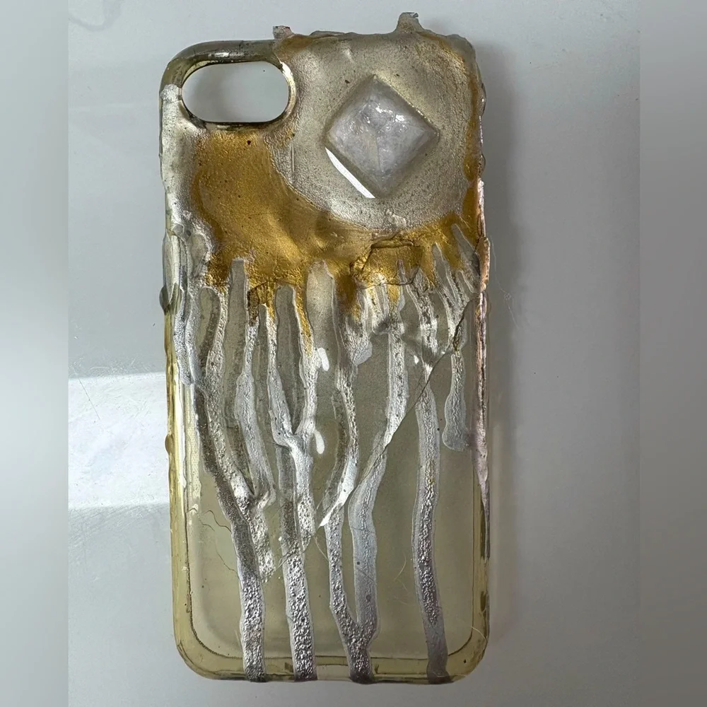 ADINA MILLS amazing OOAK iPhone case Crystal gold paint iPhone 6 / 6S