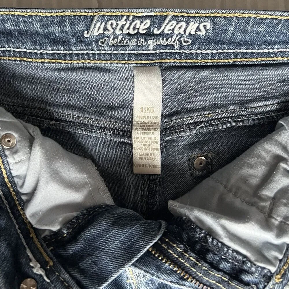 Justice Jeans Girl's Simply Low Medium Wash Straight Leg Jeans Size 12R