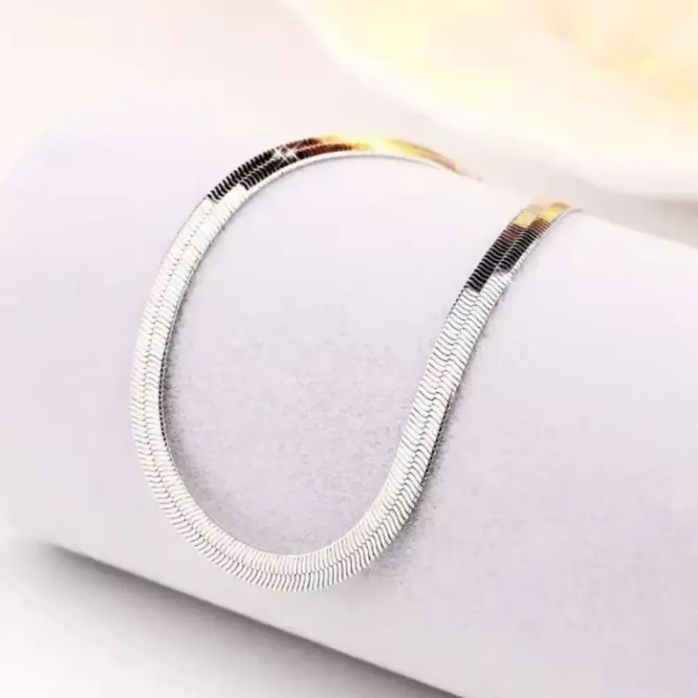 925 Silver Herringbone Bracelet Snake Scale Chain Fashion Anniversary Birthday