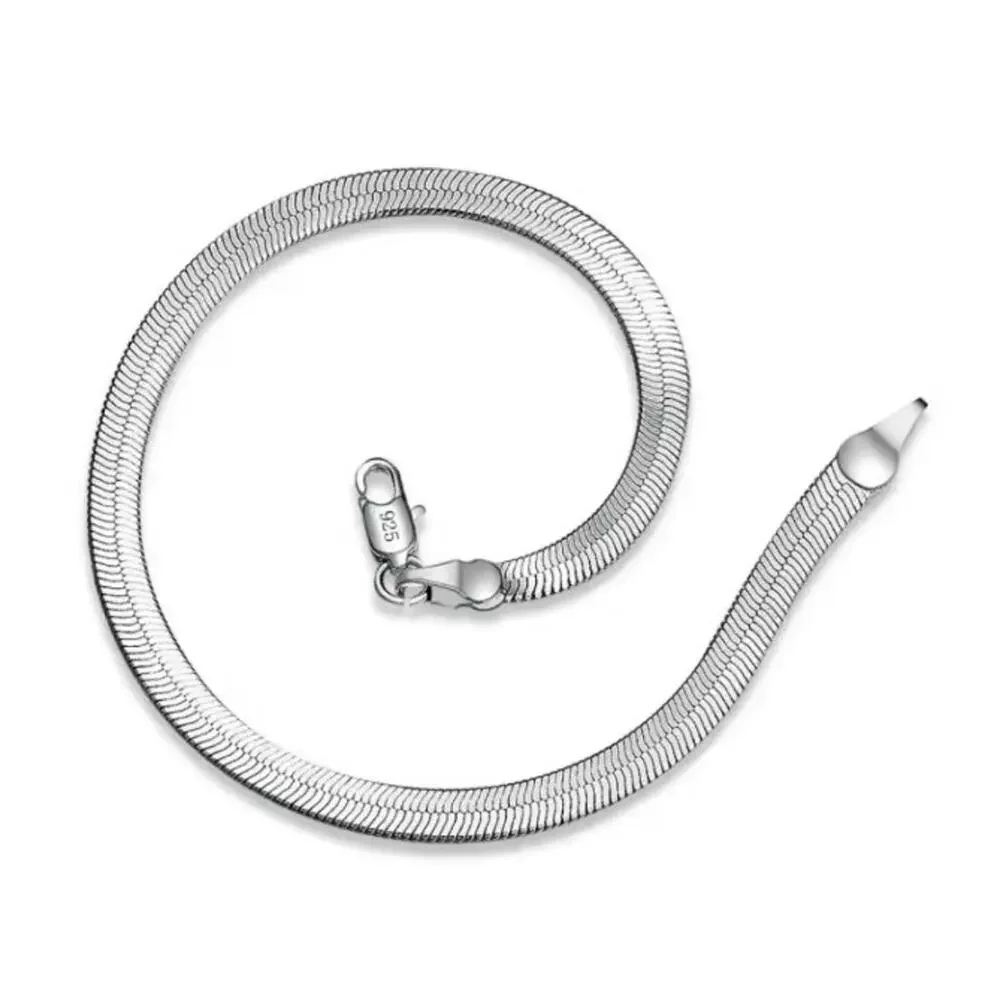 925 Silver Herringbone Bracelet Snake Scale Chain Fashion Anniversary Birthday