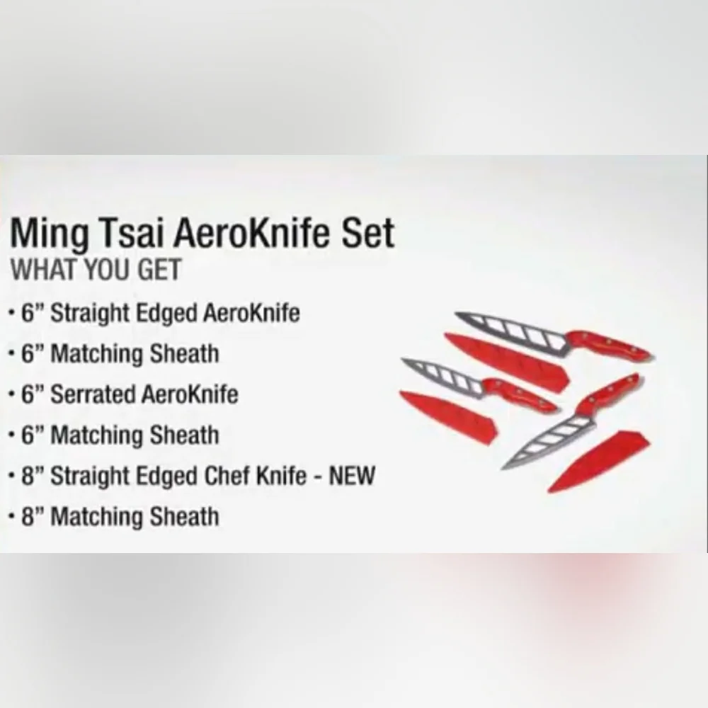 Simply Ming 6 Piece AeroKnife Set with Acrylic Stand Red