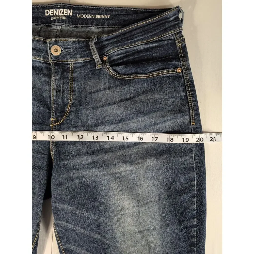 Levi's Denizen Womens Modern Skinny Jeans Blue Dark Wash Mid Rise Denim Size 34W