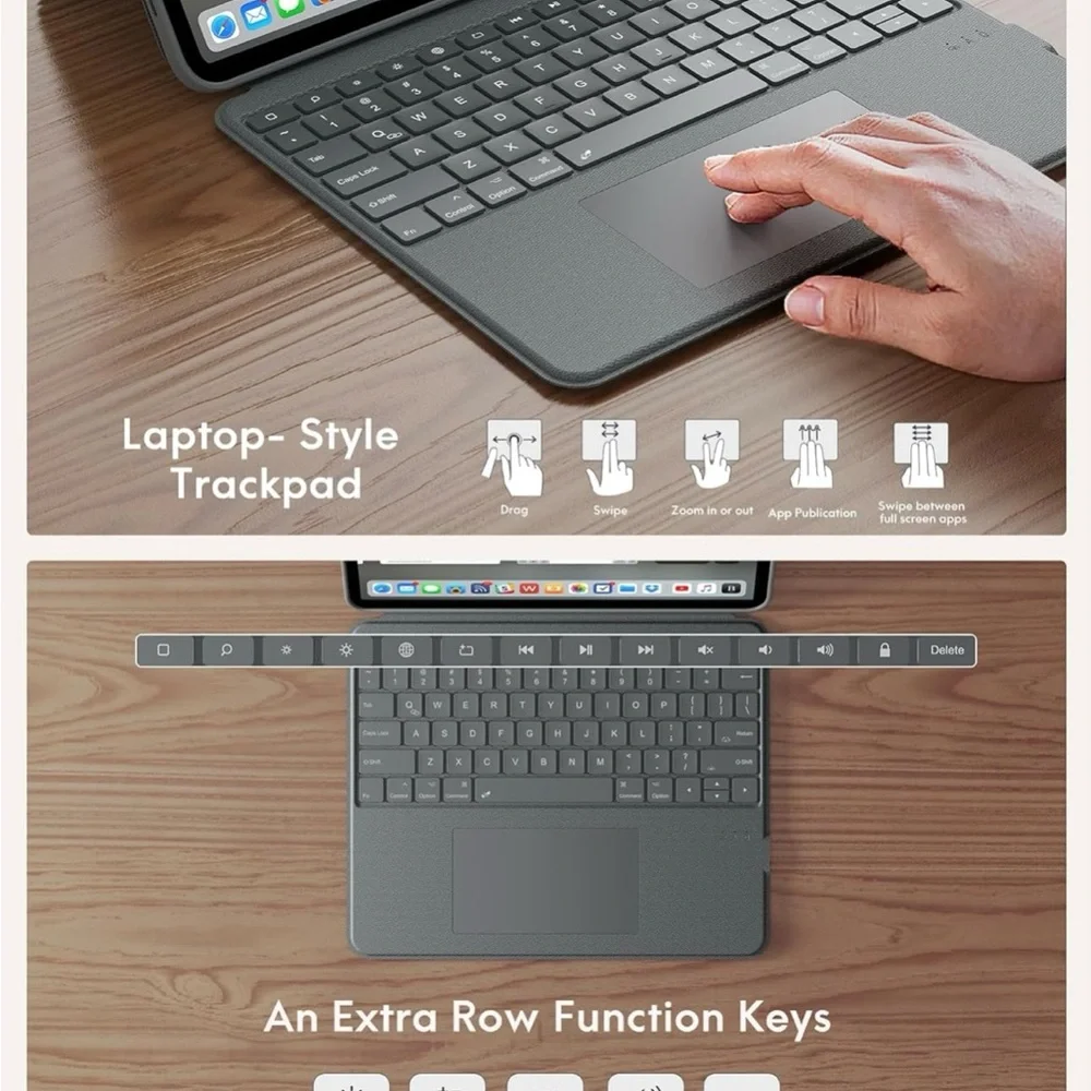 Gray Tablet Keyboard Case with Modern Design