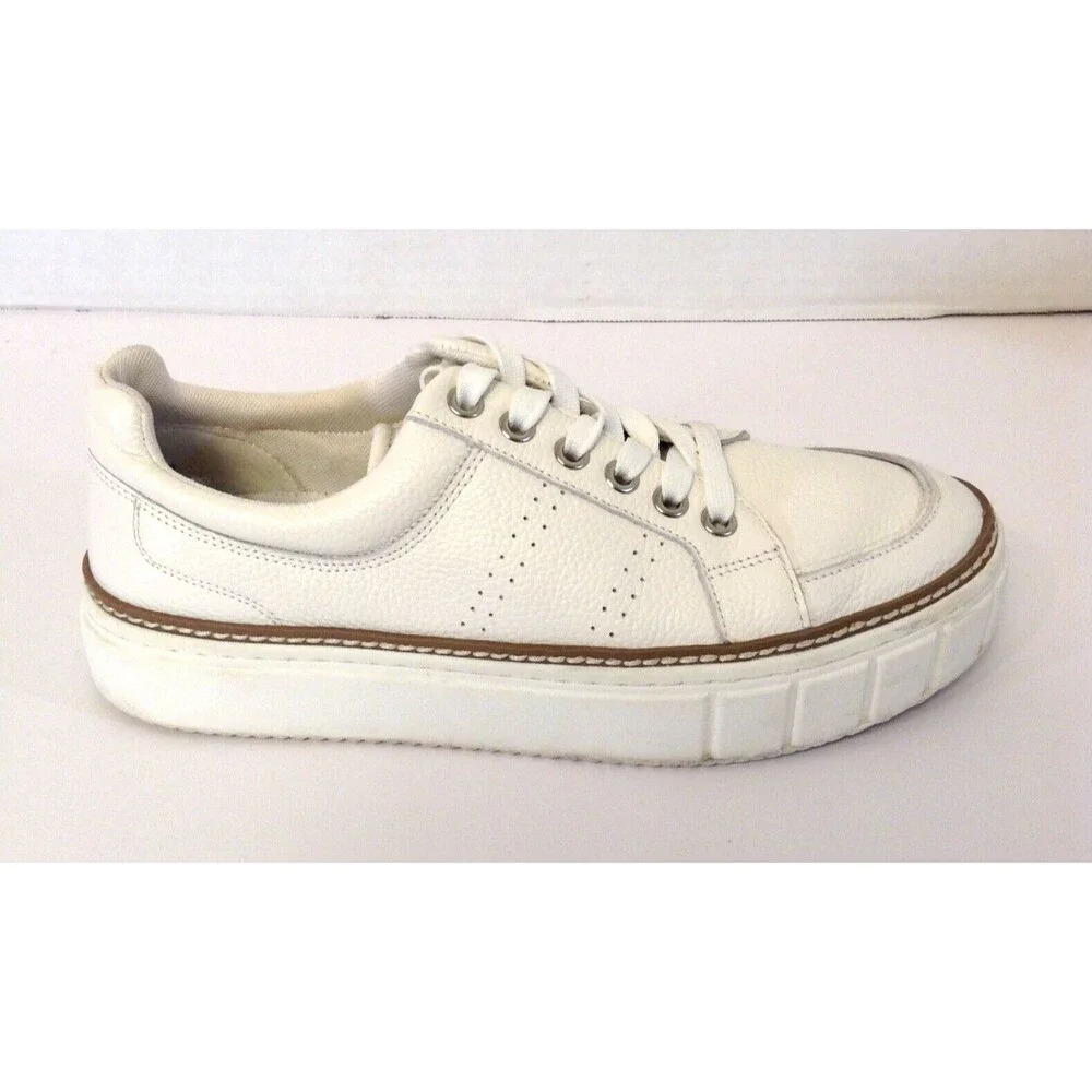 Vince Camuto Sneakers Wn 6.5 Rezelli White Leather Comfort Platform Shoes Preppy