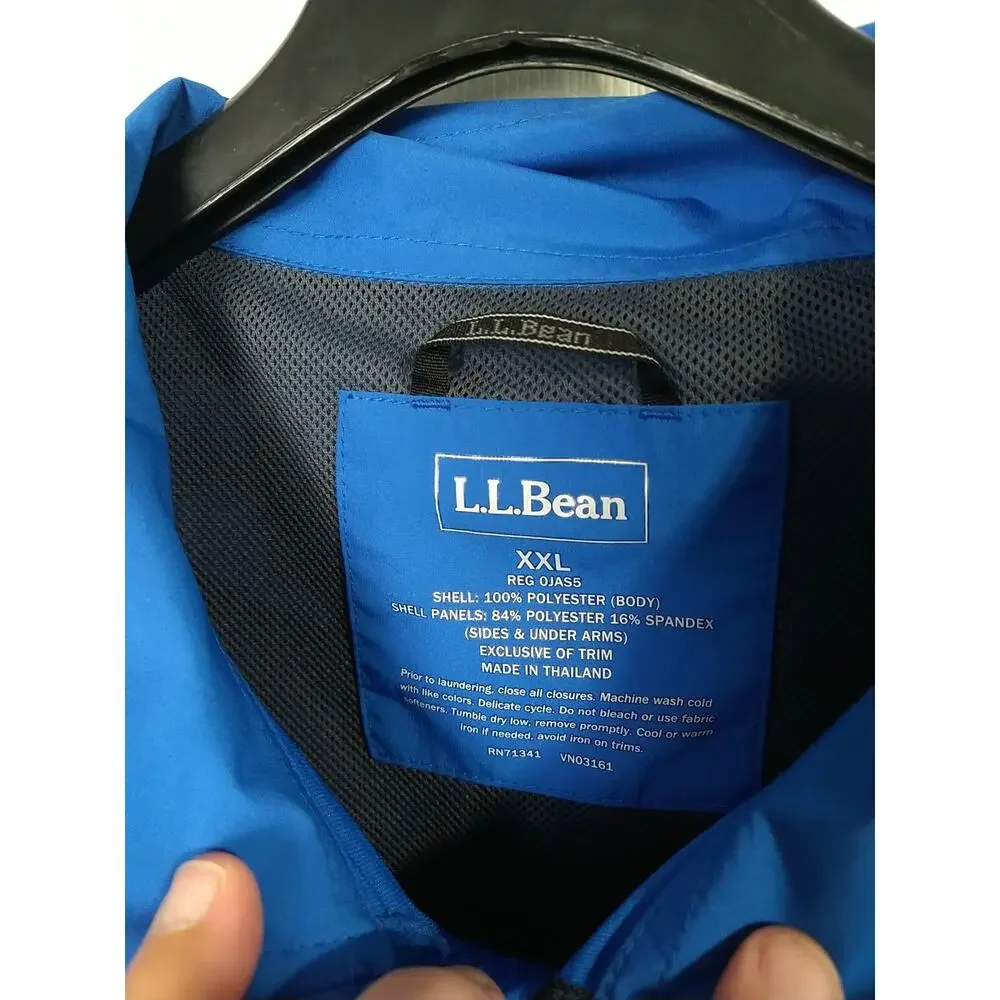 L.L. Bean Men's 2X Track Jacket Blue Black Lightweight Full Zip Pockets...