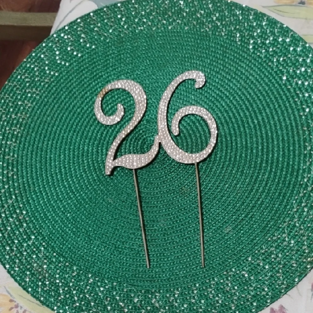 Elegant Silver Number 26 Cake Topper