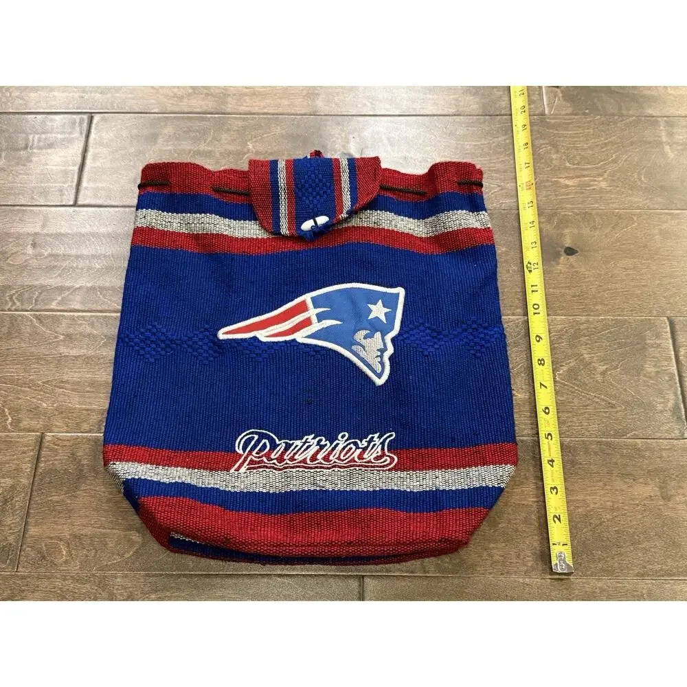 New England Patriots Unisex Blue Red Woven Mexican Baja Backpack Tote