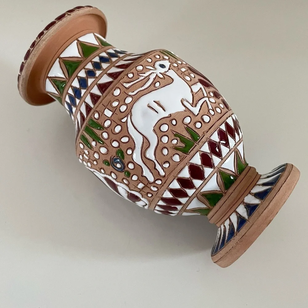 Handcrafted Greek Mythology Multicolor Pottery Home Decor Vase