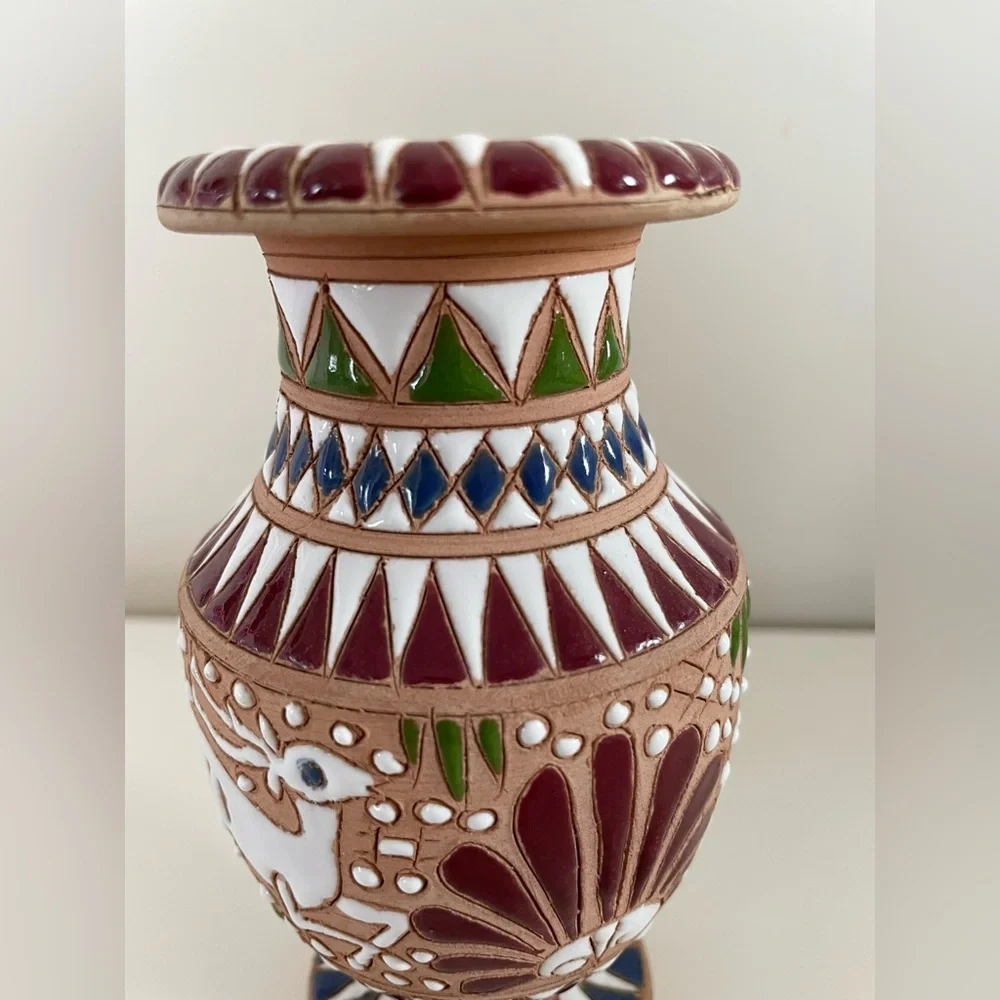 Handcrafted Greek Mythology Multicolor Pottery Home Decor Vase
